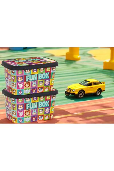 biedda 12 Liters 2 Pcs Plastic Multipurpose Patterned Toy Storage Container and Organizing Box