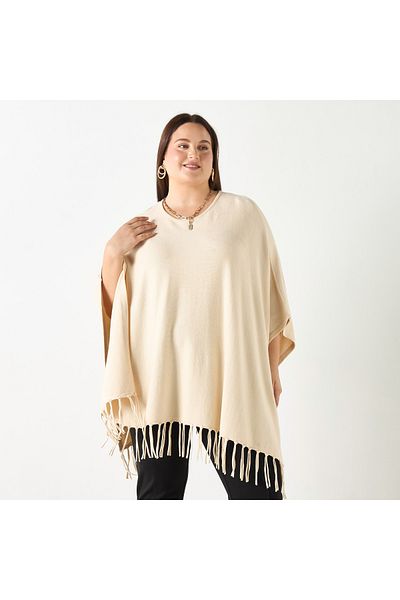Ulla Popken Fringe Poncho