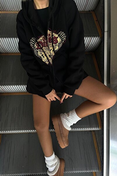 Köstebek Black Gennine Dicries Skulls Hooded Sweatshirt