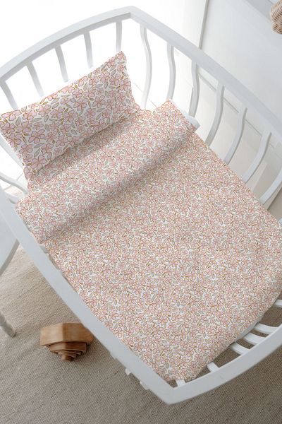 Tuğba Kuğu Iconic Series - Pink Flowers Park Bed Duvet Cover Set (80X120)
