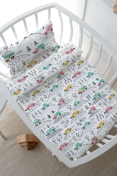 Tuğba Kuğu Mother's Side Crib Duvet Cover Set (60X100) - Iconic Series - Cars