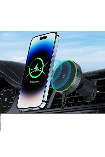 Asfal Magsafe Uyumlu Mıknatıslı 15 Watt Kablosuz Şarj Özellikli Torpido Haval...