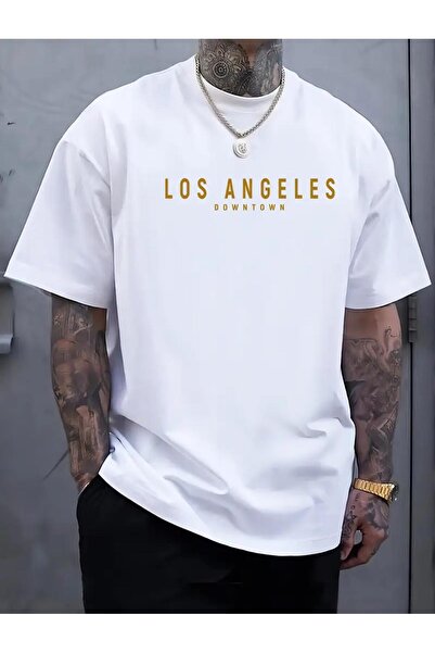 caddekombin Λευκό μπλουζάκι με στρογγυλή λαιμόκοψη από βαμβακερό χτενισμένο β...