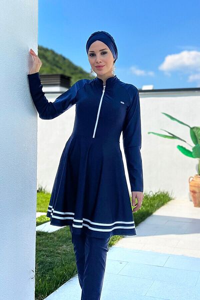 Remsa Mayo Lycra Full Covered Hijab μαγιό Mark 4545 Dark Navy Blue