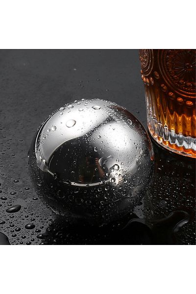 Generic Set of two big stainless steel balls ice alternative for cold drinks
