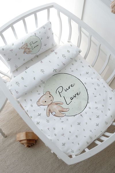 Tuğba Kuğu Retro Teddy Bear - Mother's Side Crib Duvet Cover Set (60X100) - for Baby Series