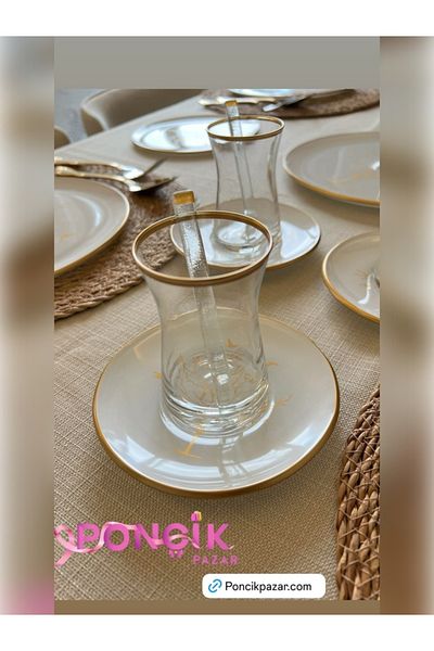 PONCİKPAZAR 30 Pieces Jewel Breakfast Cake Serving Presentation Set for 6 People