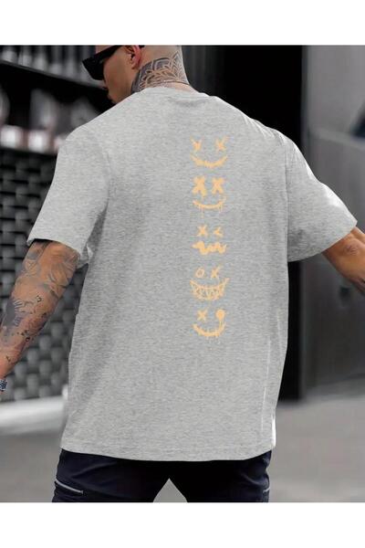 caddekombin Μπλουζάκι με στάμπα Emoji στην πλάτη, Unisex, βαμβακερό, στρογγυλ...