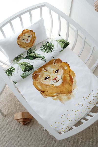 Tuğba Kuğu 60X100 Crib Duvet Cover Set for Baby Series - Watercolor Lion