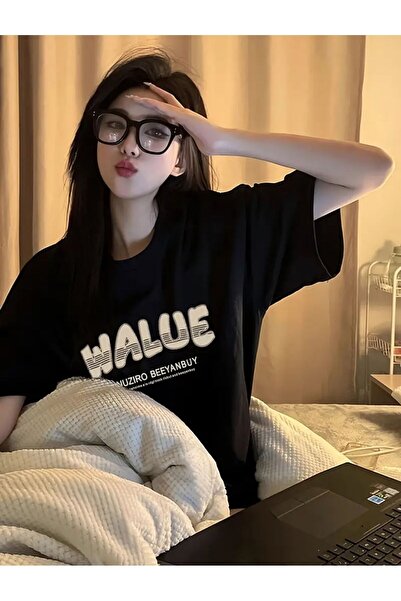 caddekombin Γυναικείο μπλουζάκι από βαμβακερό χτενισμένο βαμβάκι με στρογγυλή...