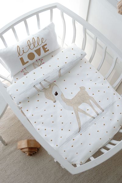 Tuğba Kuğu Iconic Series Park Bed Duvet Cover Set - Flower Horned Deer (80X120)