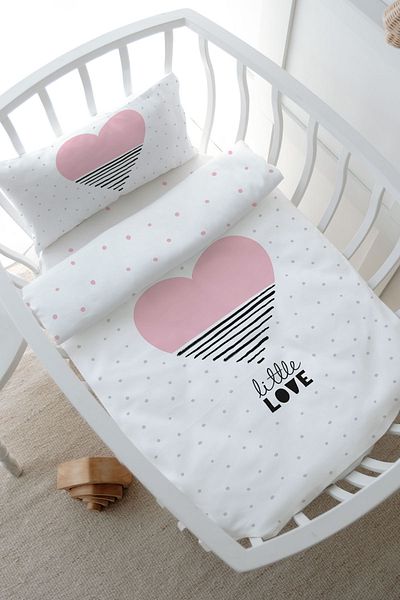 Tuğba Kuğu Pink Striped Park Bed Duvet Cover Set - Pure Baby Series (80X120)
