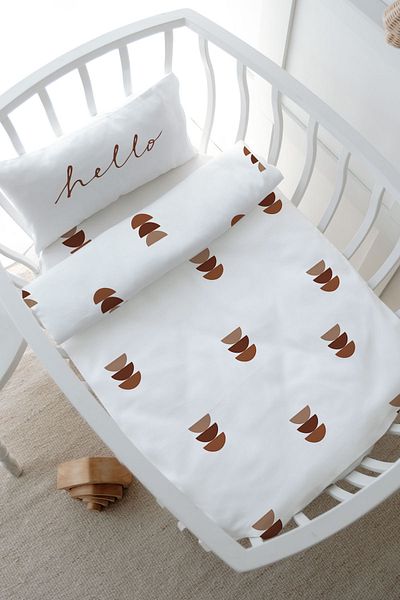 Tuğba Kuğu Vintage Moon Mother's Side Crib Bedding Set - Iconic Series (60X100)