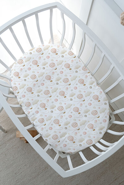 Tuğba Kuğu Anne Yanı Beşik Nevresim Takımı (60x100) - For Baby Serisi - Pembe Balonda Ayı