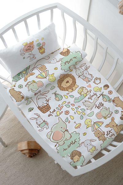Tuğba Kuğu Mother's Side Crib Bedding Set for Cute Zoo - 60X100, Iconic Series