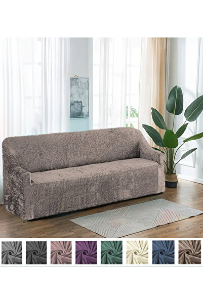 upmall غطاء أريكة مخملي 3 مقاعد مع غطاء أريكة مطاطي| غطاء أريكة مرن| غطاء أريكة