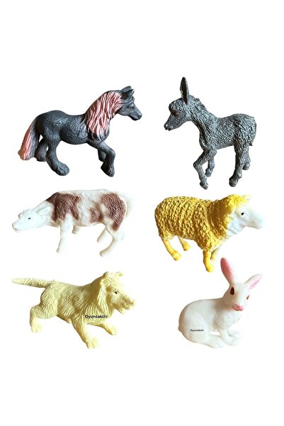 tmtoysandmore Çiftlik Hayvan Tavşan Midilli Eşek Boğa Köpek Koyun Et Malzeme 6lı Mini