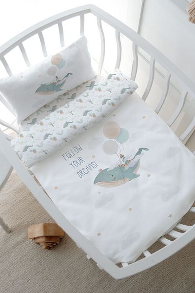 Tuğba Kuğu Mother's Side Crib Duvet Cover Set (60X100) - Iconic Series - Dreams of the Whale