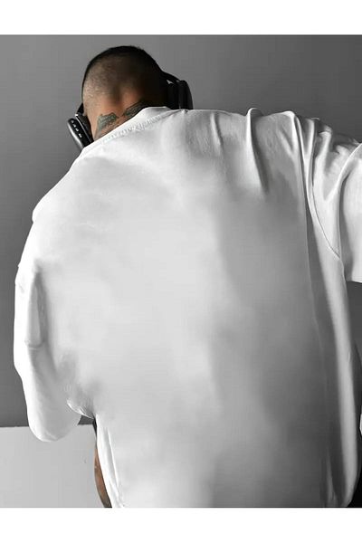 caddekombin Sandıego California Sleeve Printed Cotton Combed Round Neck White T-Shirt