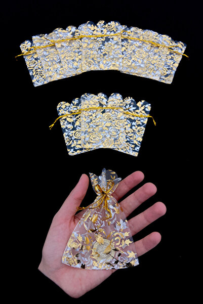 ZEYMERADE حقيبة هدايا خطوبة على شكل حناء ذهبية 50 قطعة مقاس 9 × 12 سم، زفاف ا...