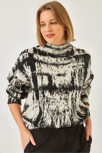 Bianco Lucci Damski sweter żakardowy z wzorem w podniesione wzory 20246943