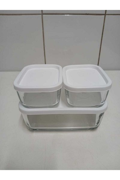 LAV Feyzade Cube Storage Container - White with Lid, 1170 Cc X 1 Pcs - (405Cc X 2 Pcs) Model