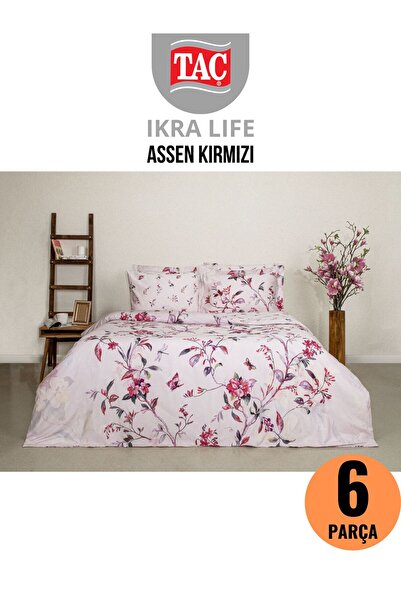 Taç ASSEN KIRMIZI NEVRESİM TAKIMI ÇİFT KİŞİLİK DİJİTAL SATEN