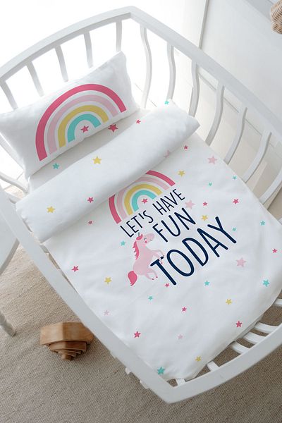 Tuğba Kuğu Unicorn Fun Park Bed Duvet Cover Set - Pure Baby Series, 80X120