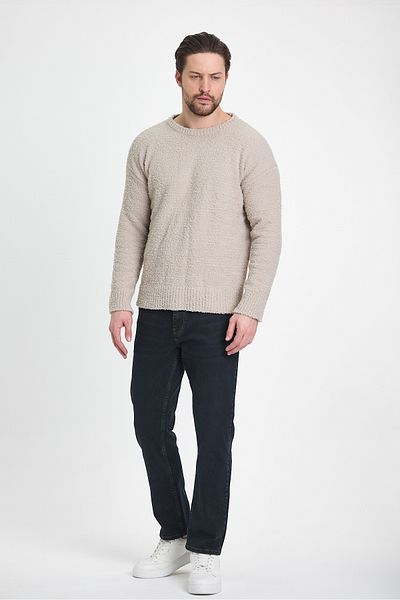 TREND KOMBİN Ανδρικό βελούδινο πλεκτό μπεζ oversize μαλακό και κομψό σχέδιο