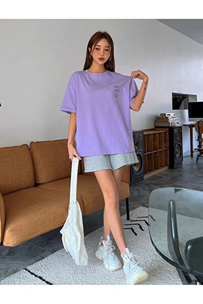 caddekombin We Love Μπλουζάκι από βαμβακερό χτενισμένο βαμβάκι με στάμπα μπρο...