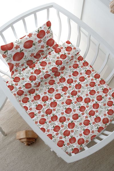 Tuğba Kuğu Park Bed Duvet Cover (80X120) - Iconic Series - Red Apples
