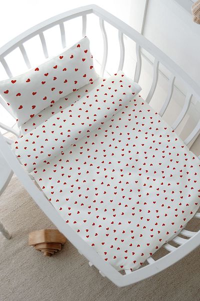 Tuğba Kuğu Park Bed Duvet Cover (80X120) - Iconic Series - Red Hearts