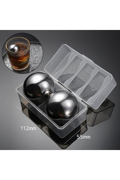 Generic Set of two big stainless steel balls ice alternative for cold drinks