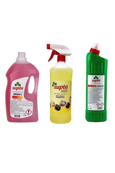 Supta Genel Temizleyici Set Genel Temizlik Maddesi 1 Lt - Yüzey Temizleyici 3 Lt - Çamaşır Suyu 1 Lt