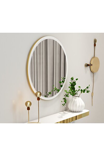 TALAŞTOZUM Yuvarlak Dekoratif Ayna Antre Hol Salon Banyo Ofis Makyaj Aynası B...