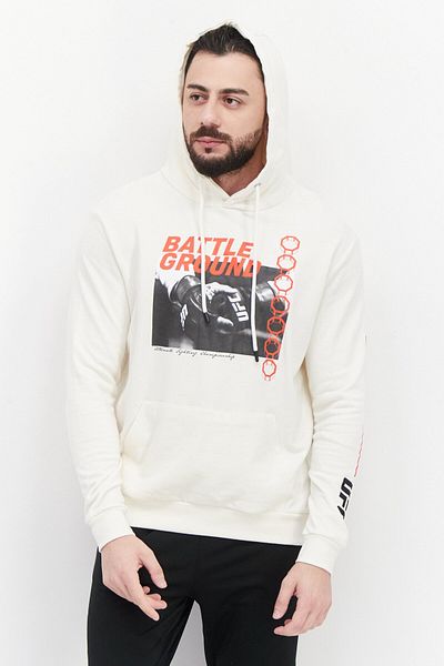 UFC Men Sportswear Fit Long Sleeves Running Sweatshirt, Cream Combo
