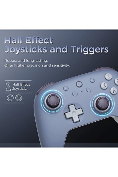 8Bitdo Ultimate 2C Kablosuz 2.4G Oyun Kolu PC Android Hall Effect Joystick Blueberry Koyu Mavi
