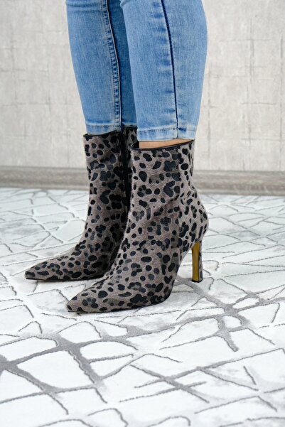 Milano Leopardia  kadın bot ayakkabı hakiki deri