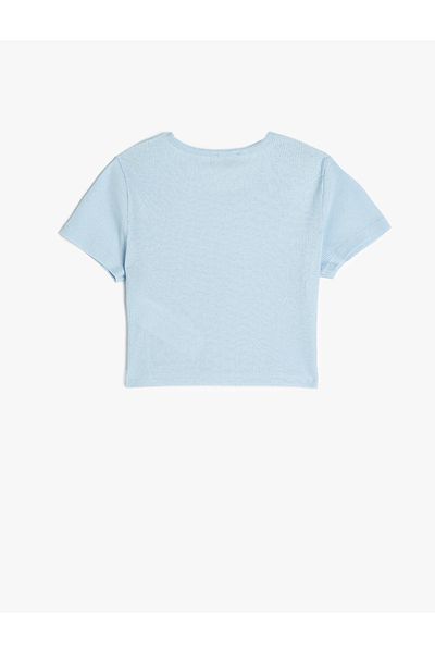 Koton Tricou crop din bumbac cu mânecă scurtă cu imprimeu fluture