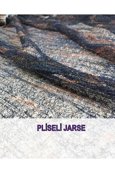 Kumaş Parça Λεπτό πλισέ ζέρσεϊ σε χρώματα Navy Blue Brown (Πλάτος 160 cm x Μήκος 170 cm)