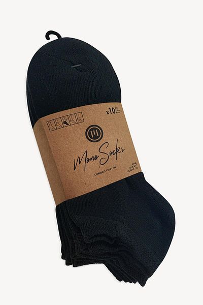 Mono Socks Опаковка от 10 черни чорапи до глезена