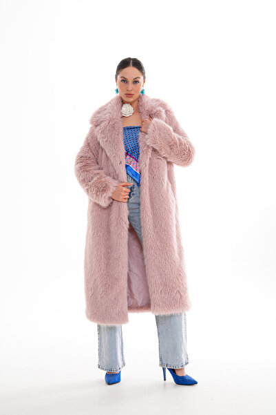 NAVY Full Length Furry Coat