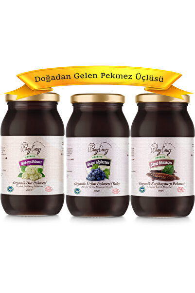 Organic Windy Valley Organik Pekmez Seti (3'LÜ SET) - Üzüm, Dut, Keçi Boynuzu Pekmezi