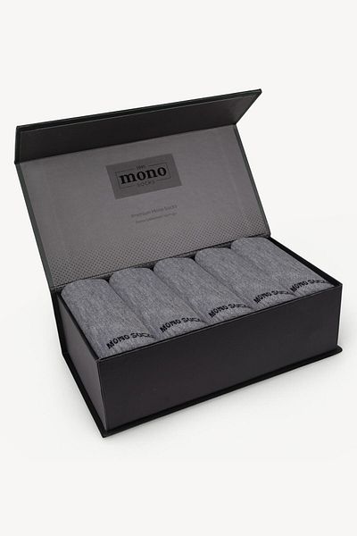 Mono Socks Κάλτσες Premium Grey Bamboo Booties 6 συσκευασιών - Κουτί χωρίς ραφή