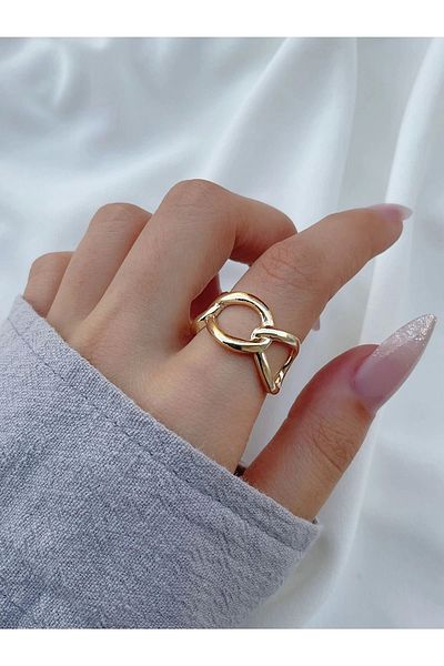 Eylülün Takısı Women's Gold Color Adjustable Interlocking Ring