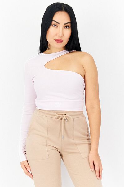 adidas Women Sportswear Fit One Shoulder Sleeve Outdoor Cropped Top, Pink