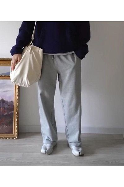 FUNSTYLE Ανδρικό φαρδύ ίσιο πόδι ριγέ γκρι φούτερ