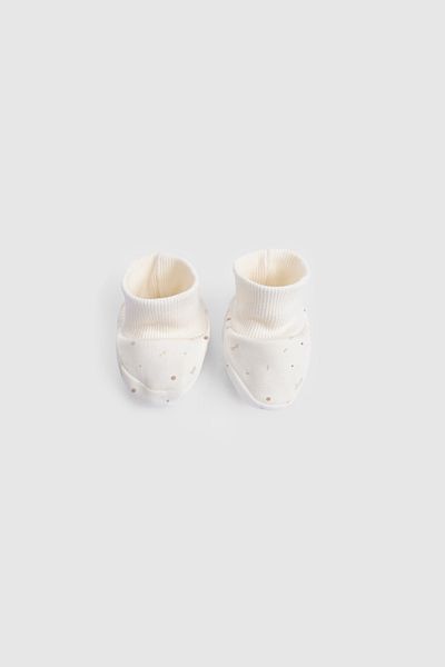 Little Gusto Ecru Twig Baby Booties - Organic Cotton