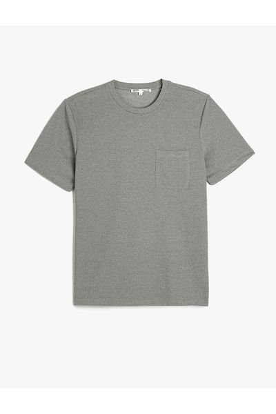 Koton Pocket Detail Crew Neck Regular Fit Cotton Blend Short Sleeve Basic T-Shirt