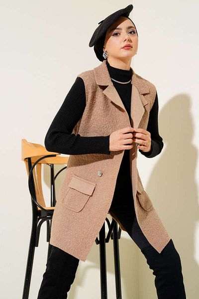 VOLT CLOTHİNG Жилетка от букле с двуредна яка